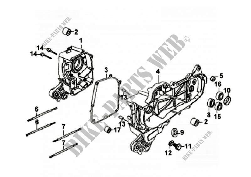 CARTER MOTORE per SYM FIDDLE II 50 (25 KMH) (OLD ENGINE) (AW05W1-6) (K7-K8) 2007